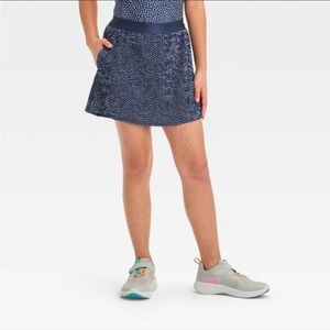 Girls' Pleated Woven Skort - All In Motion™ Navy Blue
